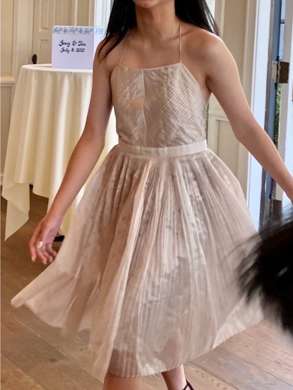 Banana Republic Cream Halter Pleated Party Dress